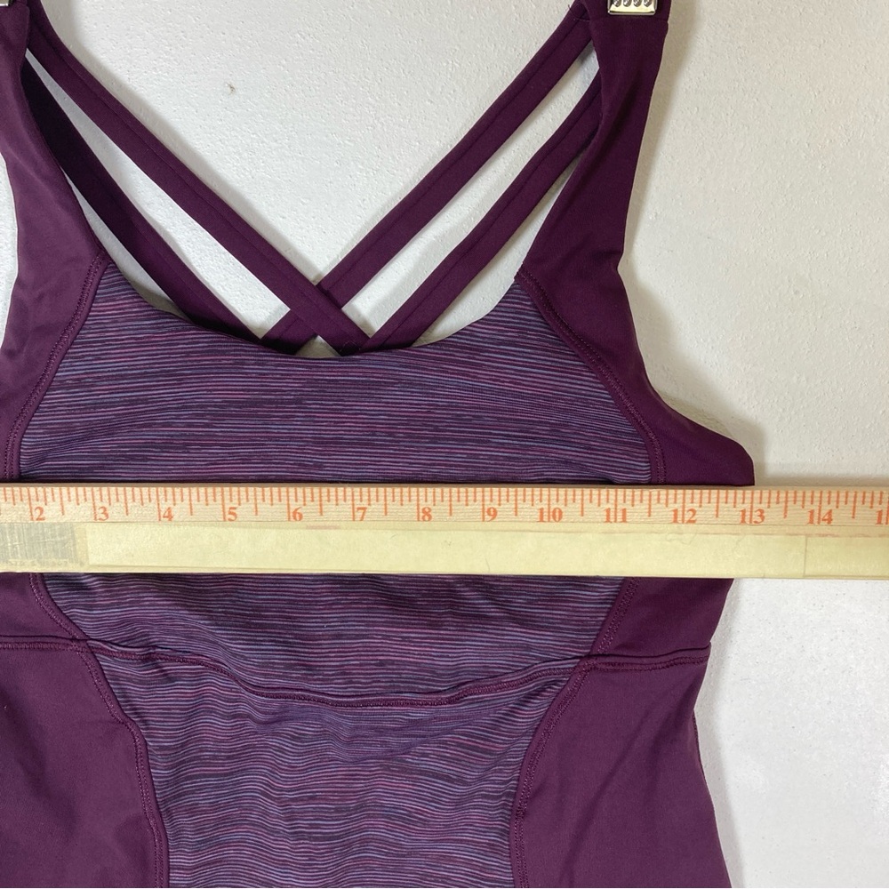 Lululemon Energy Tank Top Women’s Size 8 Purple Striped Gym Yoga Running Sport - Picture 8 of 11